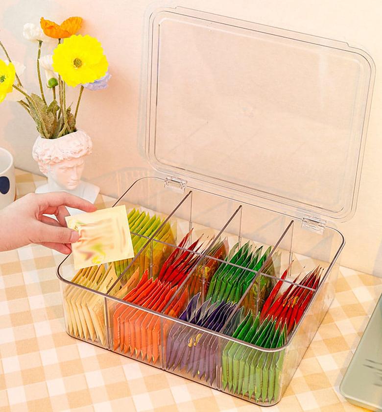 Stackable Tea Bag Storage Organizer with Lid - Tea bag holder For Kitchen Organizers and Storage, Multi-Functional Kitchen Organizer, Home organizer (Clear) image