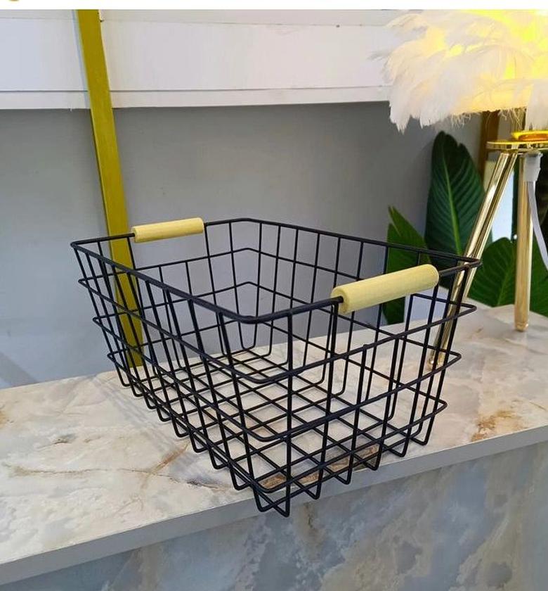 Metal wire storage Basket with handles image