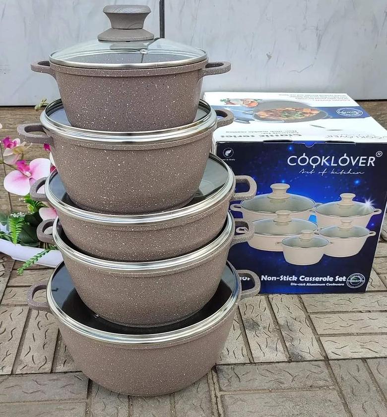 10pcs cooklover Granite cookware set  💧Heavy duty and good quality 💧Has an induction bottom  image