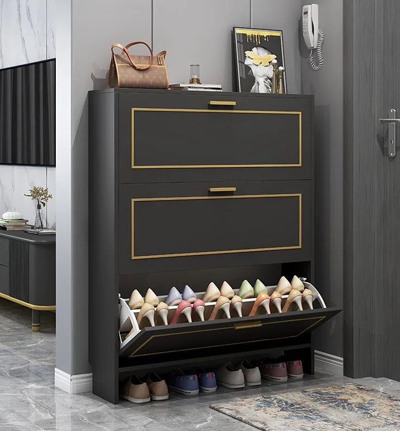 Modern 3 tier Bucket flip shoe cabinet  image