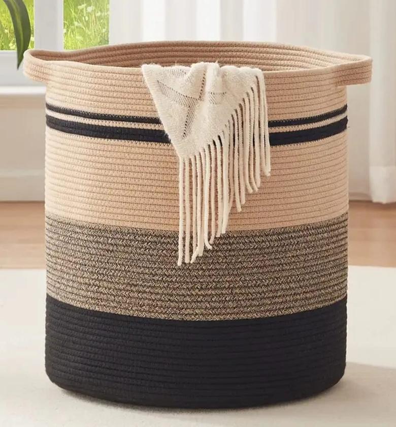 CCotton Roped Basket  Height 50cm Diameter 38cm image