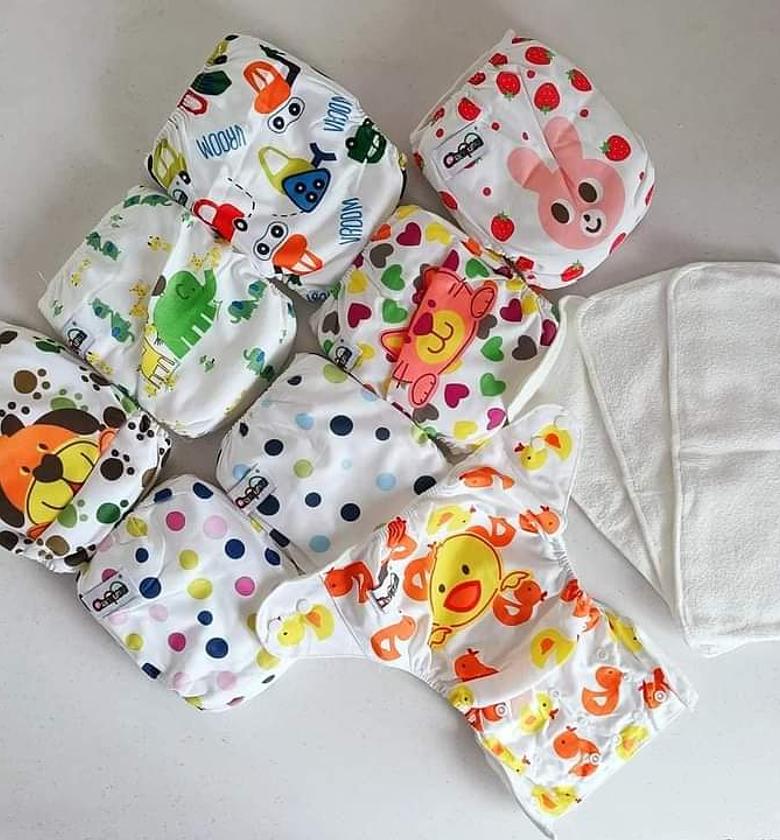 WASHABLE DIAPER. Fashion Washable Reusable Adjustable Baby Diaper With 3 Inserts. image