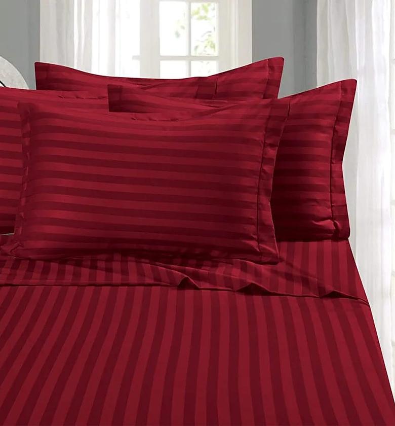 Luxury Cotton Stripped Bedsheets,Size:7*8/8*8- ▪️ Can fit all other sizes  Contains: ➖4pillowcases  ➖2pc bedsheets  image