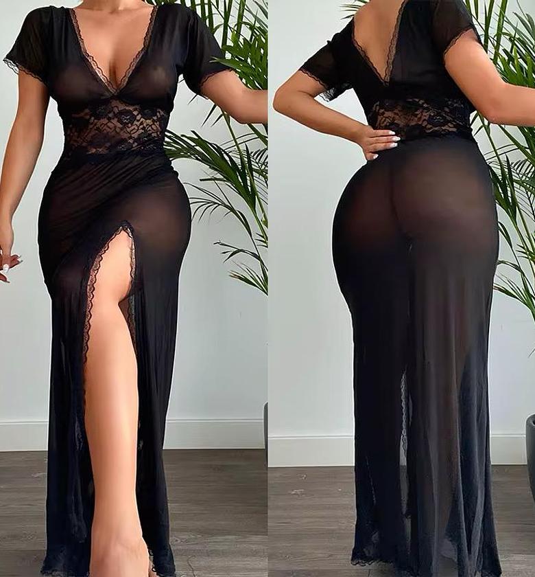 Sexy Lingerie Sexy Backless Perspective Temptation Dress image