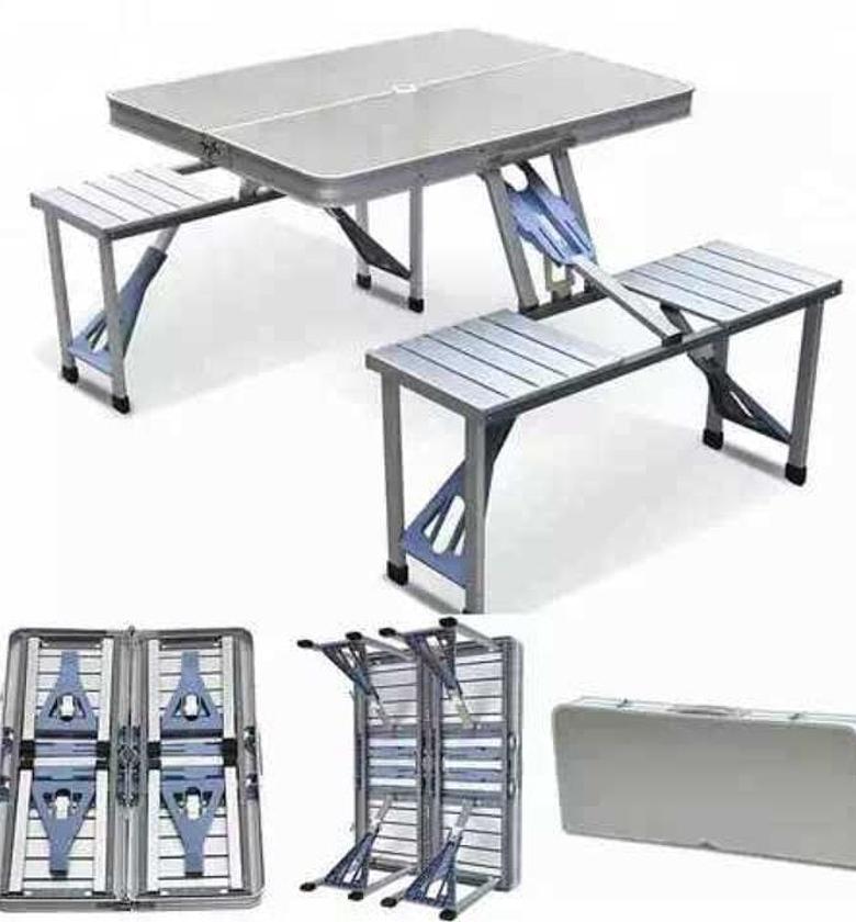 CAMPING CHAIR. Folding Adjustable Aluminum Alloy Lightweight Outdoor Portable Picnic Camping Chair And Table Set With 4 Seats image