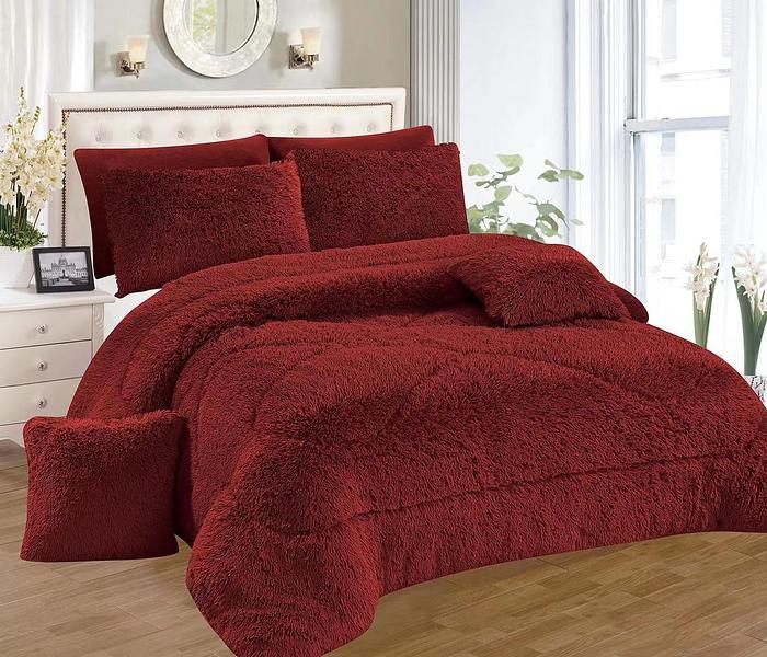Fluffy Full Duvet Set-Blanket -maroon image