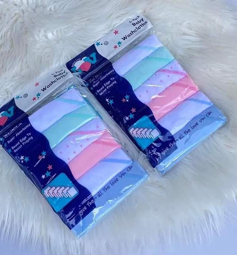 WASHCLOTH .6 PC's  Soft Baby Newborn Children Bath Towels Washcloth For Bathing Feeding image