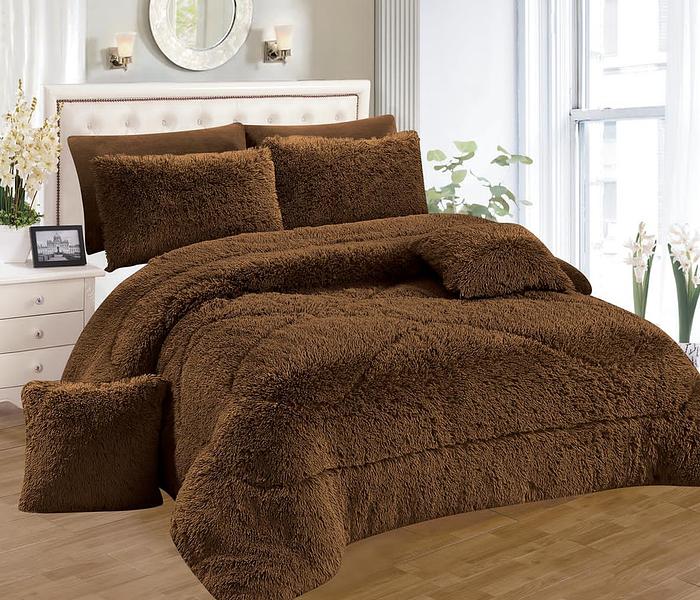 Fluffy Full Duvet Set-Blanket -brown image