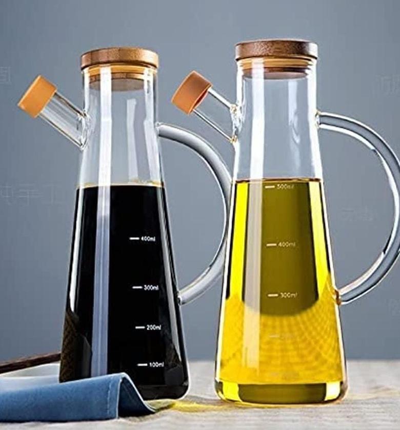 560ml Oil & Vinegar Dispenser Bottle with bamboo Lid image