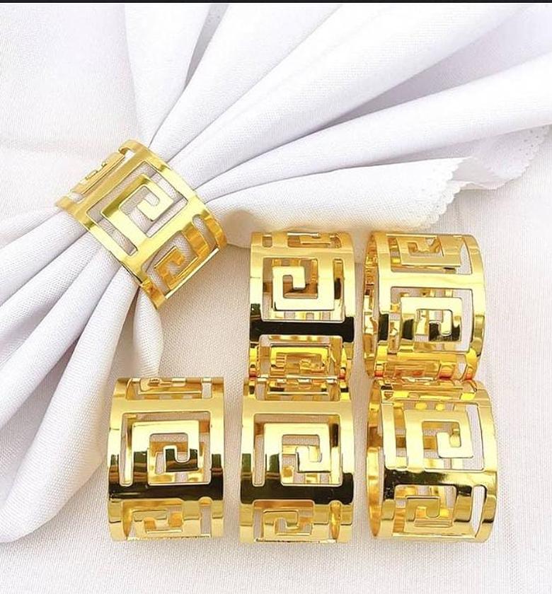 Napkin rings  ✓Wear‑Resistant and Durable ✓Simple and Beautiful Napkin ✓Buckle Hollow Design for Wedding for Home for Party for Dinner. image