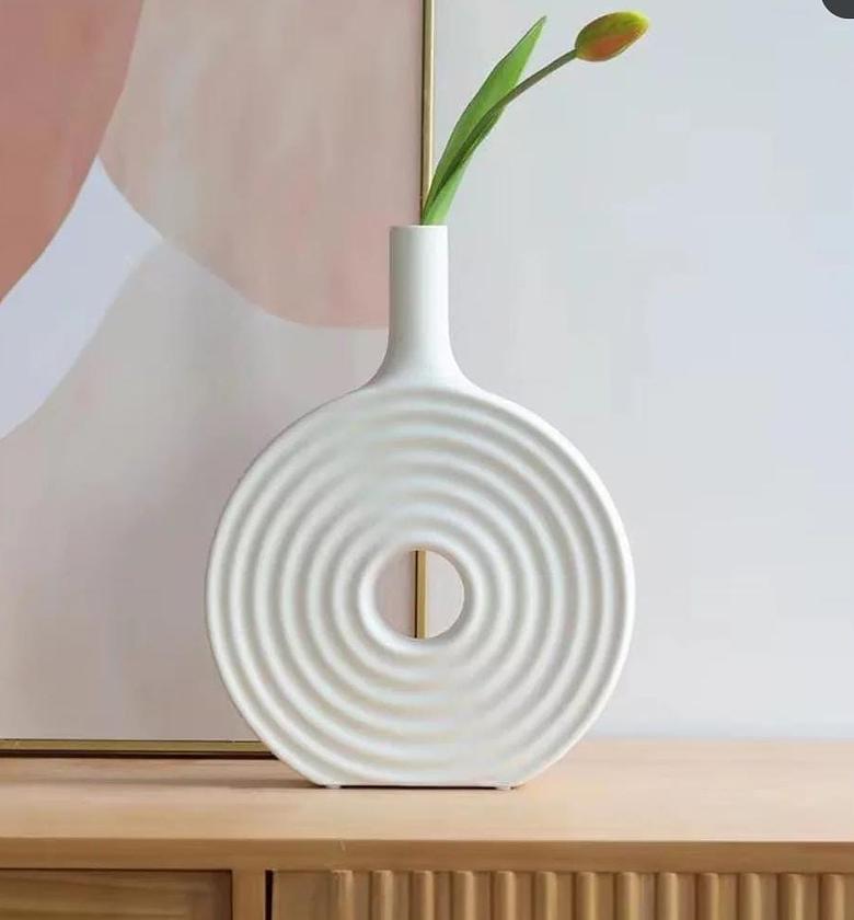 Spiral Donut Design Creative Decorative Vase. image