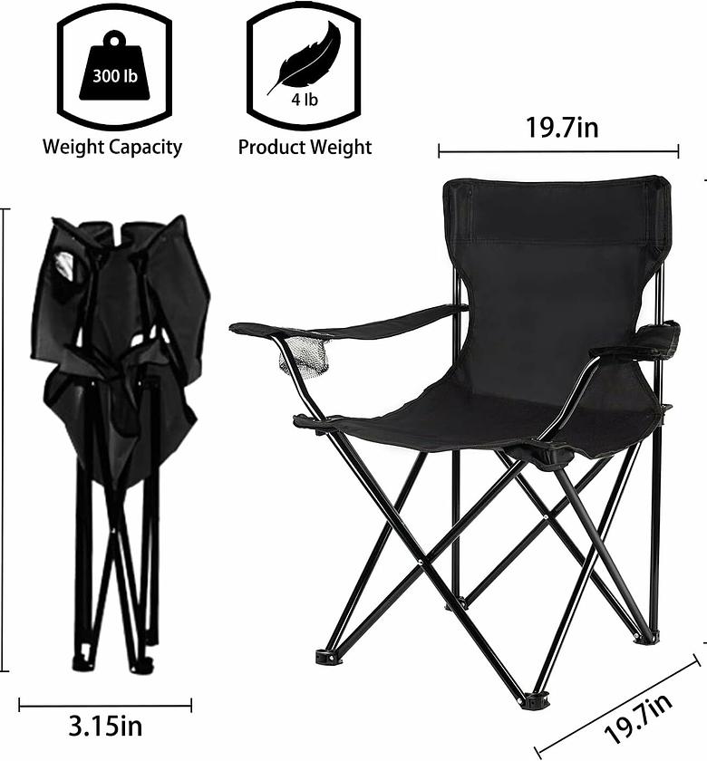 Portable Folding Chair W/ Arm Rest Carrying & Storage Bag, Portable Camping Chairs Enjoy The Outdoors with a Versatile Folding Chair, Sports Chair, Outdoor Chair & Lawn Chair, black and green image