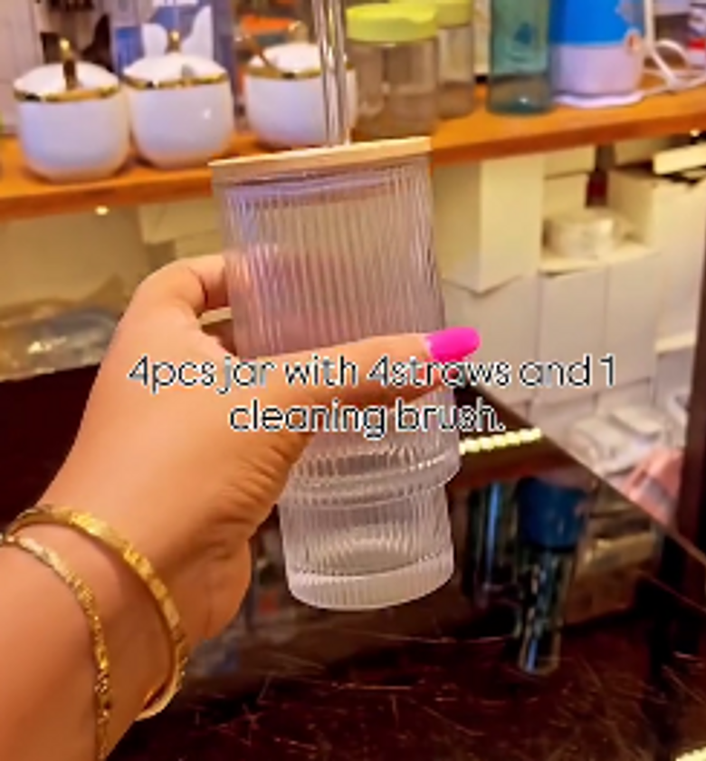 Fancy Aesthetic Highball crystal ribbed glasses image