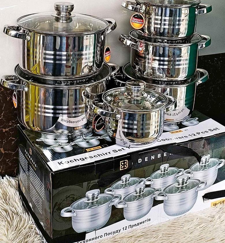 EDENBERG Best Quality 12 pieces stainless steel cookware set. RECOMMENDED image