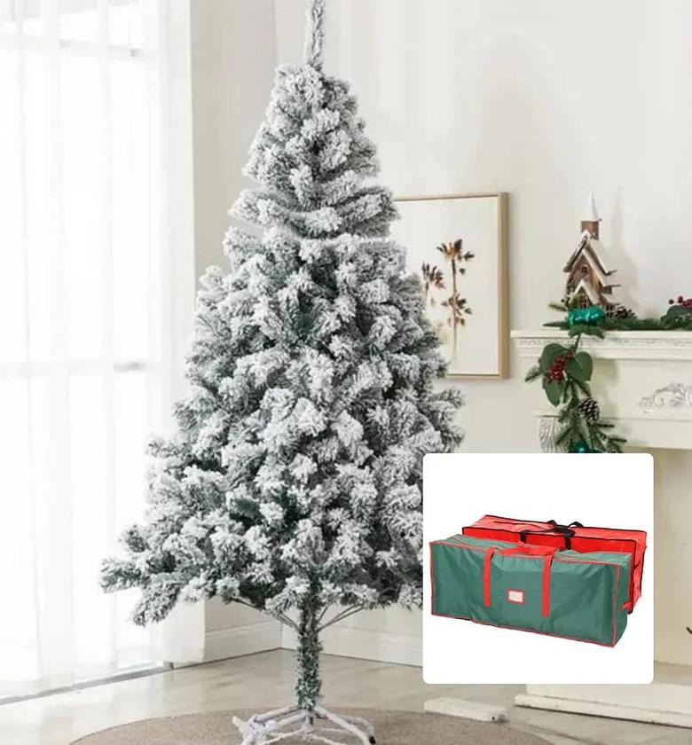 Snow flocked Christmas tree. image