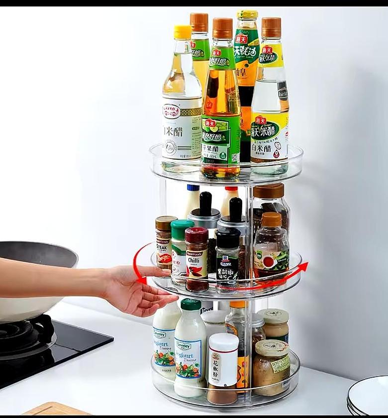 CABINET ORGANIZER. 3 layer 360 Rotation Cabinet Turntable Organizer image