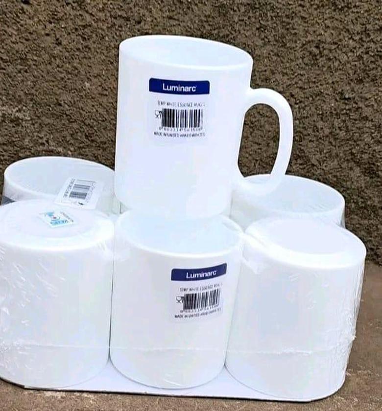 Luminarc 6 pc plain white mugs image