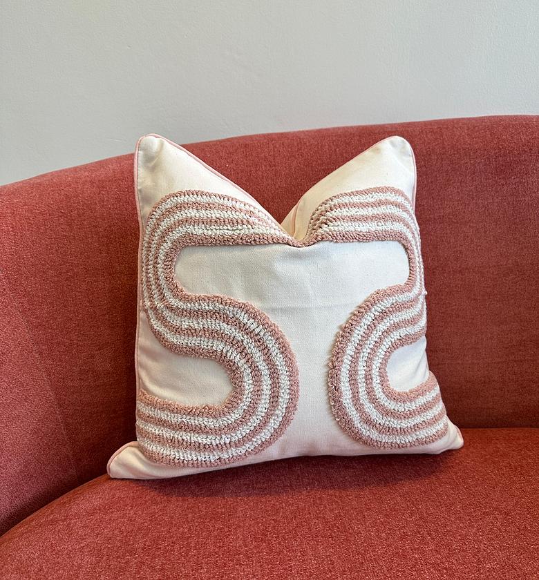 Luxe boho tufted cushion cover in dusty pink🌸 image