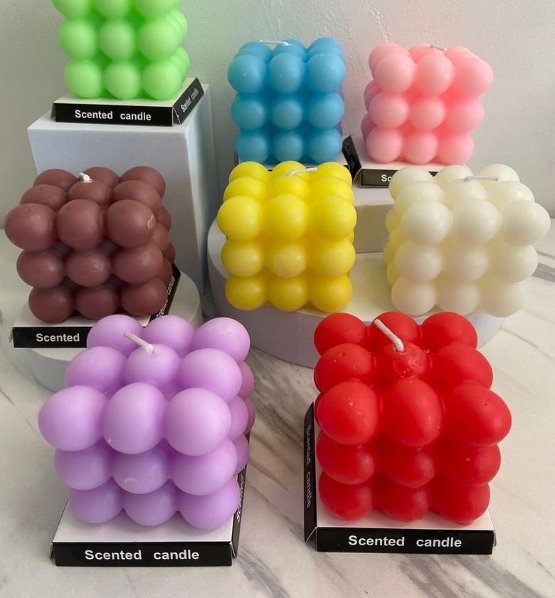 SCENTED CANDLES MOLD. 3D Non-stick Bubble Cube scented Candles Silicone Mold image