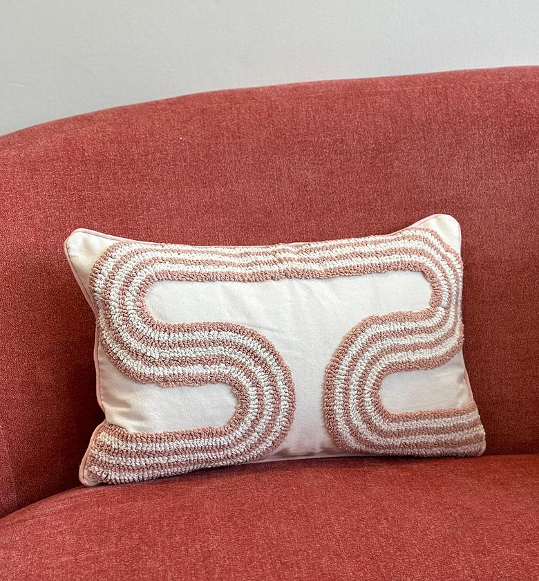 Luxe boho tufted cushion cover in dusty pink🌸 image