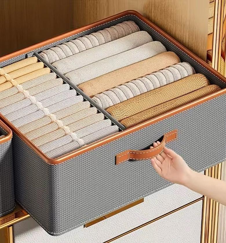 Foldable double compartment closet organizer  image