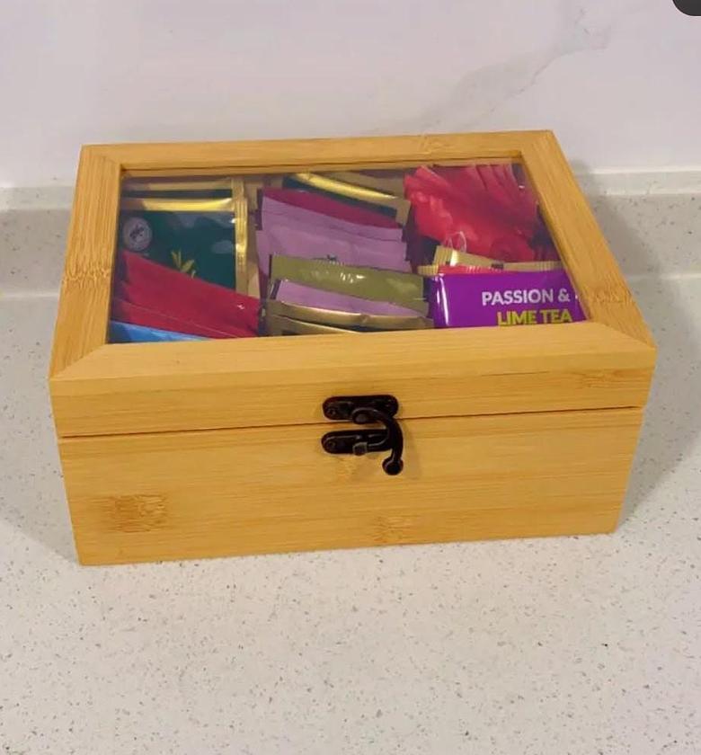 Eco friendly bamboo tea bag organizer image