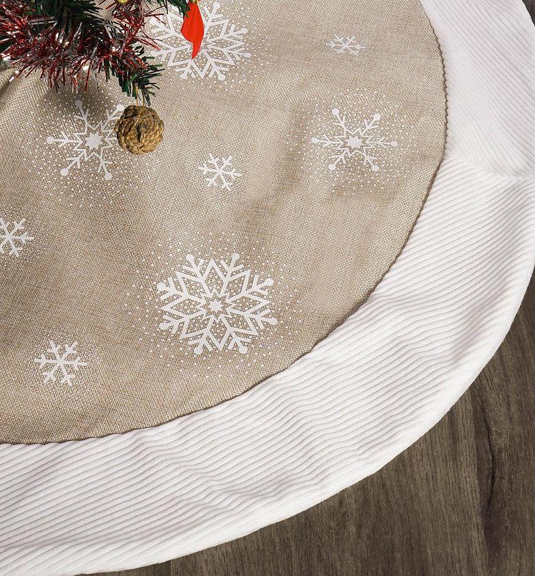 Christmas Tree Skirt  Available in beige with white prints  Size :90cm  image