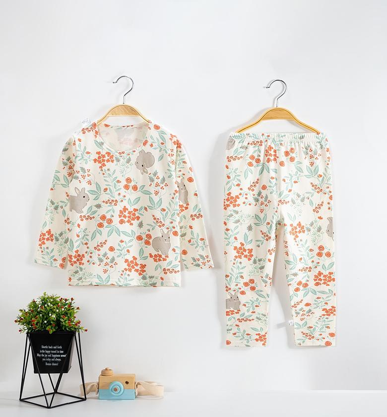 white with flowers n rabbit Pajamas image