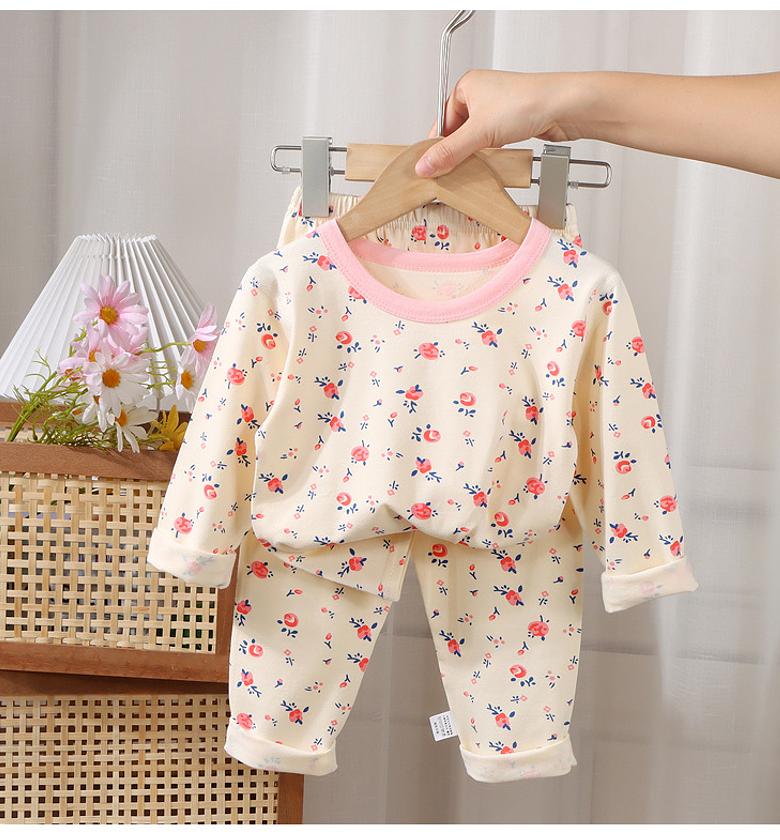 cream with pink collar & roses Kids Pajamas image