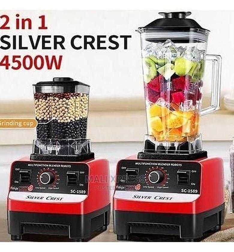 BLENDER COMMERCIAL 2 IN 1 SILVERCREST BLENDER +Grinder Jar 2L Unbreakable Jar High-torque Powerful 4 speed motor with pulse stainless steel blade for sharp cutting grinder for grinding coffee/nuts/spices Simply rinse with soap & water image