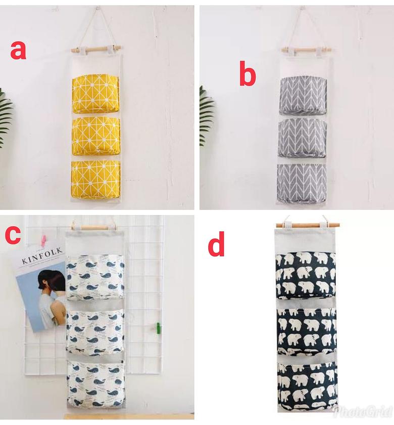 STORAGE BAG. Wall Mounted Storage Bag with 3 Pockets image