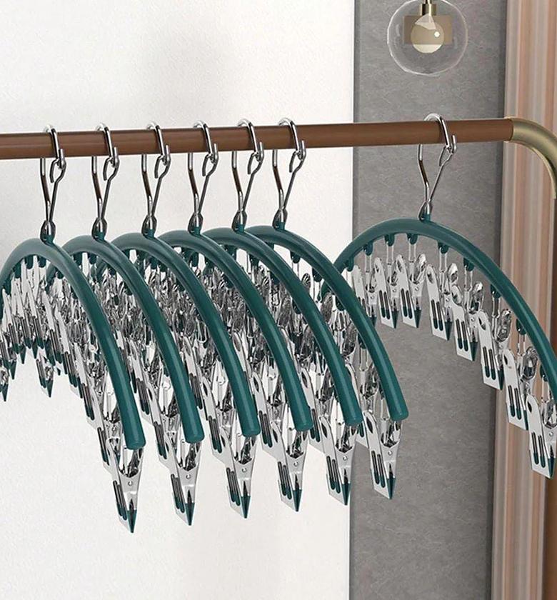 10pegs stainless steel clothes drying hanger. image