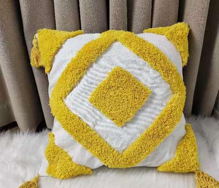 Boho vintage throw cushion cotton pillow case-yellow/white image