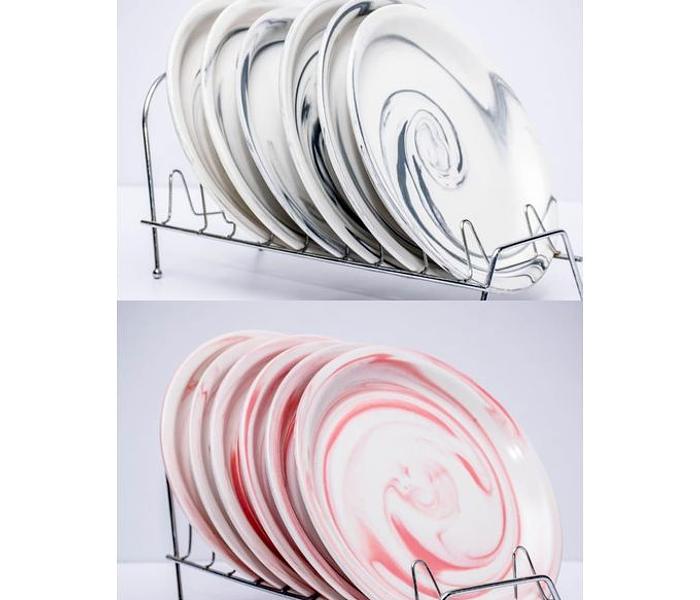 Ceramic marble dinner plate. image