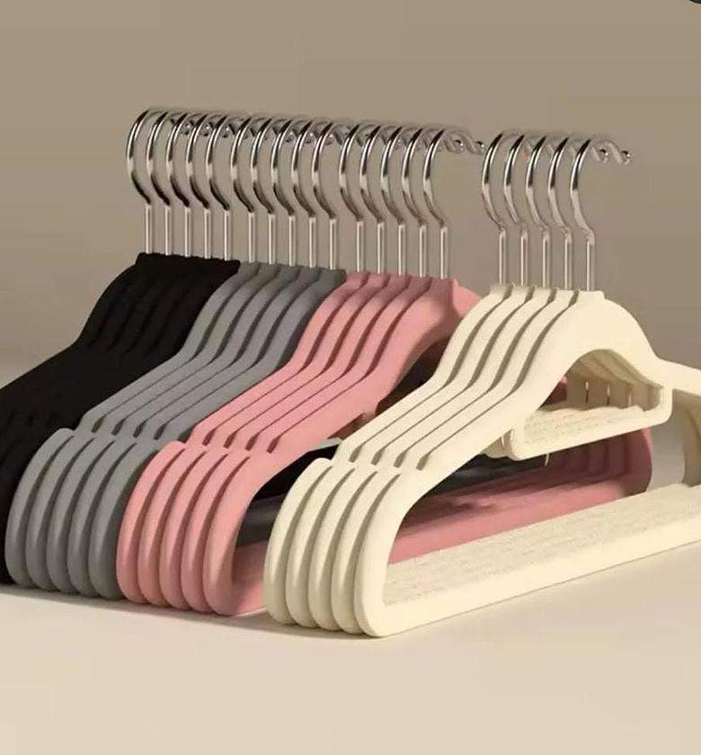 10 pcs Velvet Non-Slip Hangers with Tie Bar image