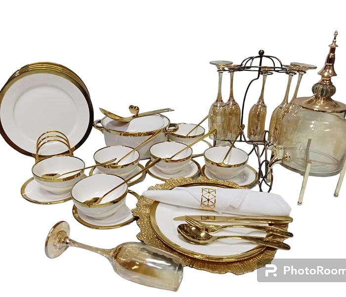 78PCS CERAMIC GOLD RING DINNER SET image