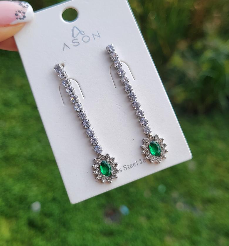 Emerald crystal earrings  image