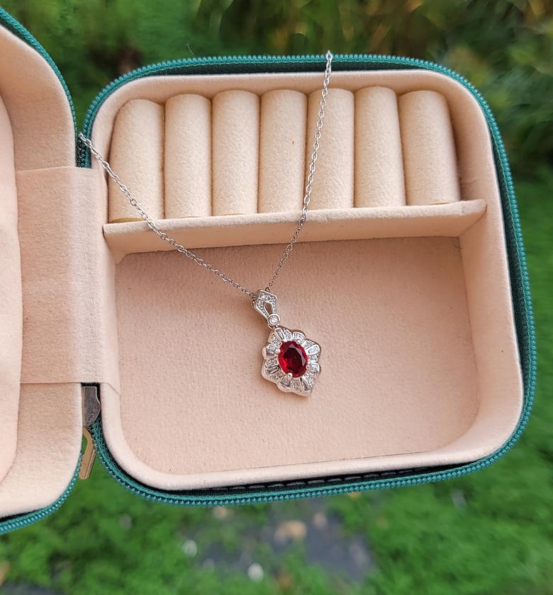 Red silver necklace  image