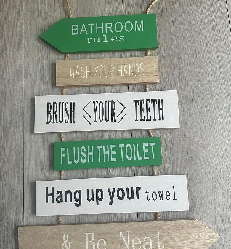 HANGERS. Hanging board wooden house rules image