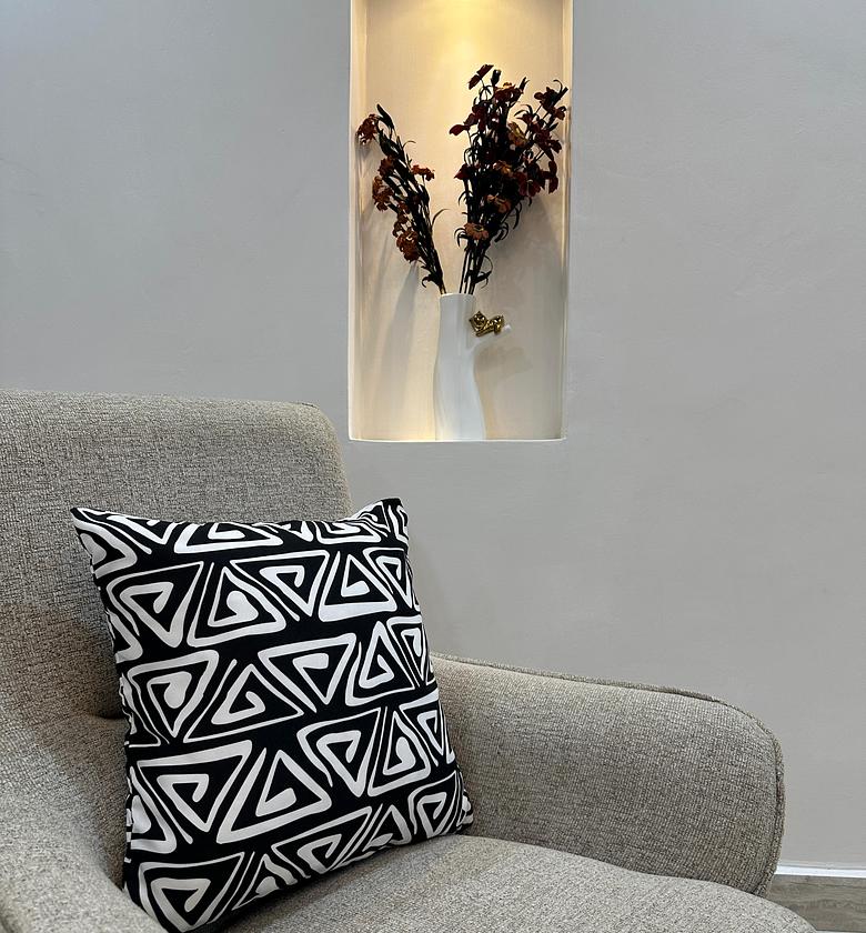 Luxury Boho cushion cover in monochrome. image