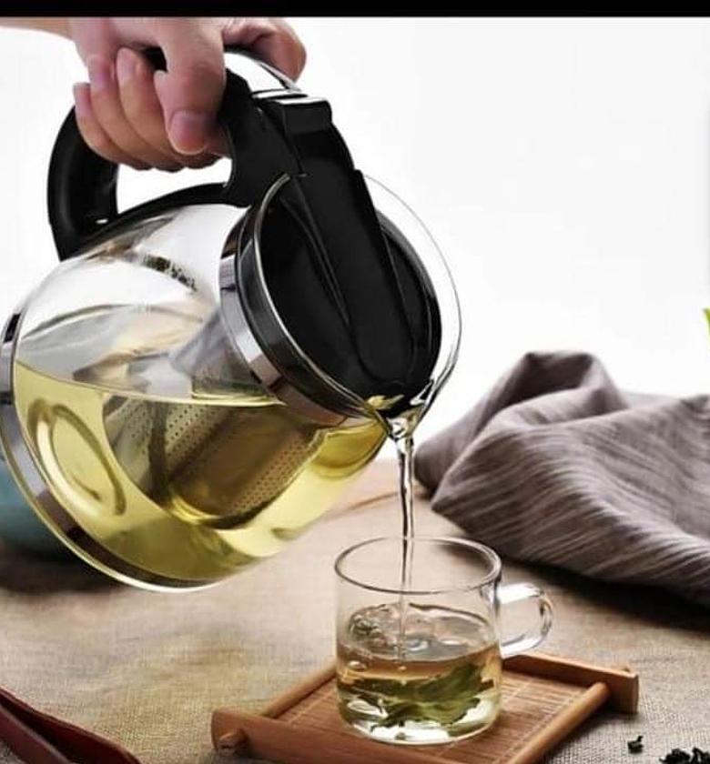 high temperature resistant borosilicate glass infusion tea pot with Stainless steel strainer   Capacity 1100ml image