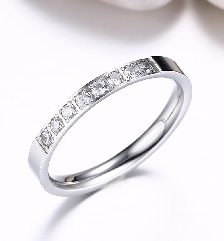 Ladies stainless steel, cubic zirconia wedding ring  image