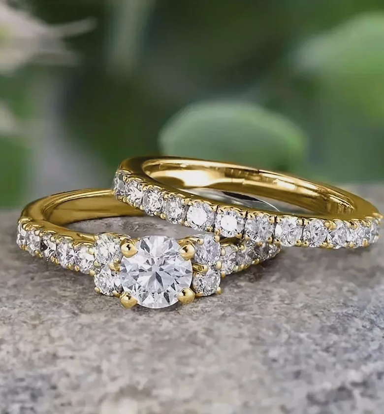 Double cubic zirconia ring set image