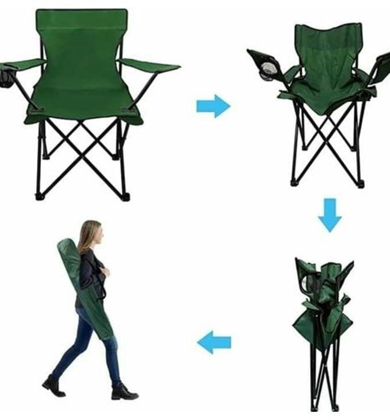Foldable camping outdoor chair with free carrier bag image