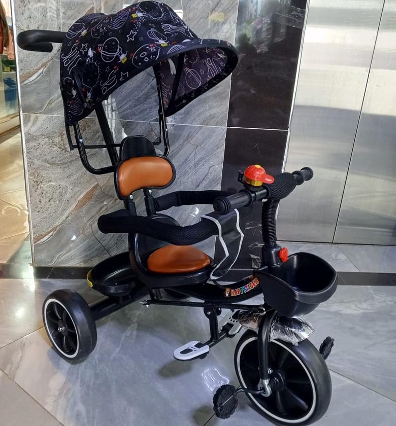 KIDS TRICYCLE. Floral Kids Push Tricycle With Detachable Handle/Canopy.RECOMMENDED image