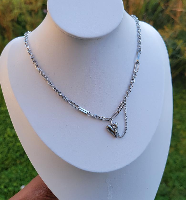 Silver chunky loveheart  image