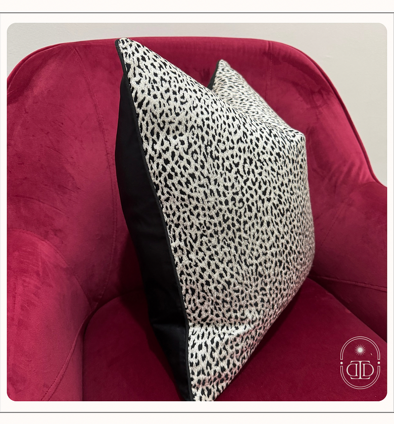 Luxury jacquard cheetah print cushion cover. image