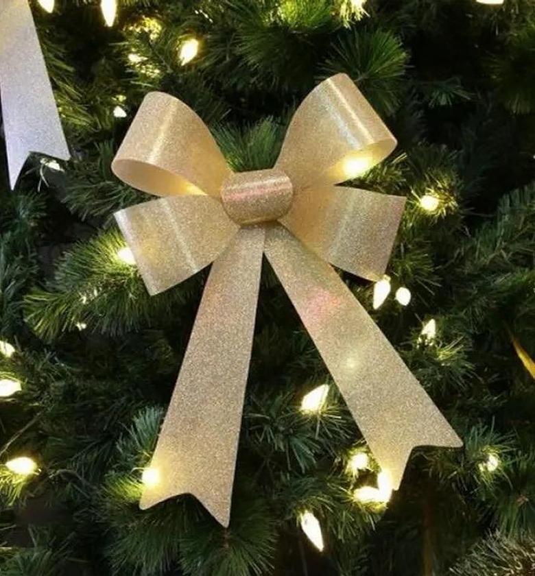 *25cm Glitter Artificial Christmas Flowers Material:plastic  Color:gold  image