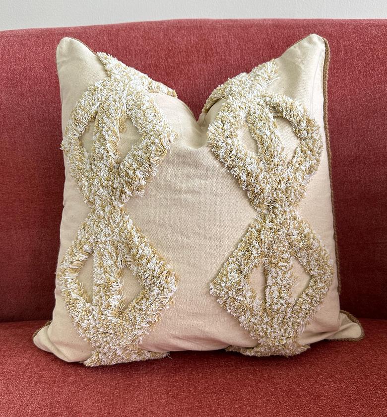 Luxe boho tufted cushion cover in beige🌸 image