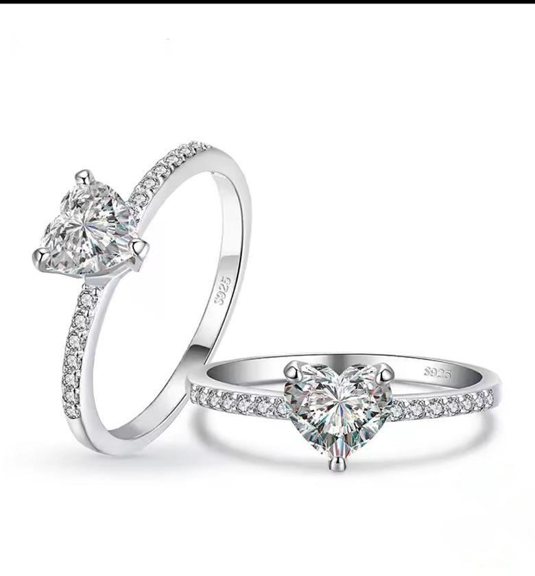 Heart sterling silver engagement ring  image